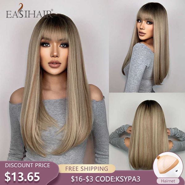 synthetic wigs easihair long straight synthetic wigs with bangs brown to blonde ombre natural hair for women cosplay heat resistant 230227, Black
synthetic wigs easihair long straight synthetic wigs with bangs brown to blonde ombre natural hair for women cosplay heat resistant 230227, Black