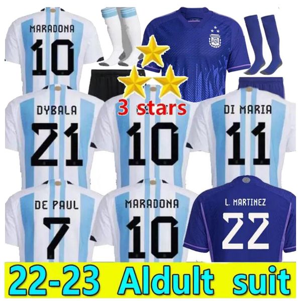22/23 argentina suit soccer jerseys 3 stars 2022 2023 l.martinez di maria dybala football shirt aguero maradona montiel martinez maillot men, Black 
22/23 argentina suit soccer jerseys 3 stars 2022 2023 l.martinez di maria dybala football shirt aguero maradona montiel martinez maillot men, Black