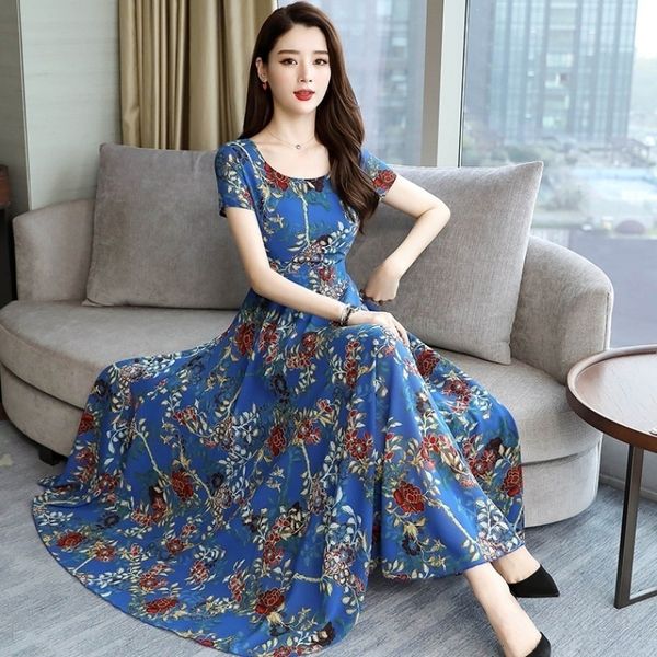 party dresses women floral print o-neck maxi dress vintage boho short sleeve long dress turn down collar casual shirt dresses robe 230322, White;black 
party dresses women floral print o-neck maxi dress vintage boho short sleeve long dress turn down collar casual shirt dresses robe 230322, White;black