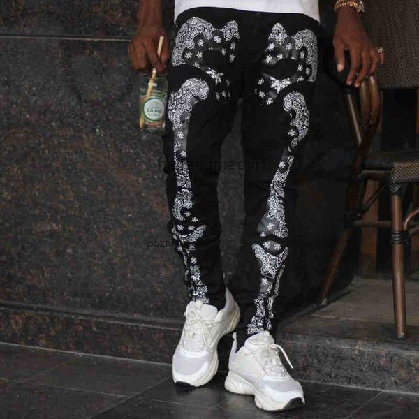 designer men jeans fog wash water used black cashew print elastic slim fit jeans men's high street fashion hip hop, Blue
designer men jeans fog wash water used black cashew print elastic slim fit jeans men's high street fashion hip hop, Blue
