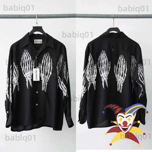 men's t-shirts long sleeve wacko maria men women 1 1 hawaiian shirt skull ghost palm claw print shirt t230321, White;black
men's t-shirts long sleeve wacko maria men women 1 1 hawaiian shirt skull ghost palm claw print shirt t230321, White;black