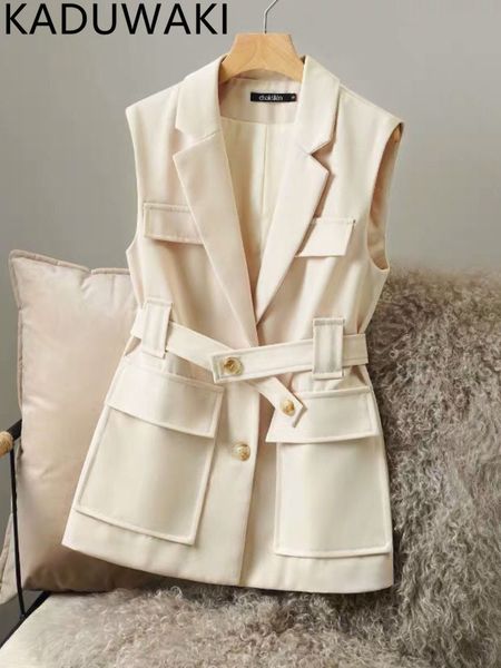 women's vests simple notched collar belt slim waist suit vest women spring loose casual all match tank korean chic retro waistcoat 230, Black;white
women's vests simple notched collar belt slim waist suit vest women spring loose casual all match tank korean chic retro waistcoat 230, Black;white