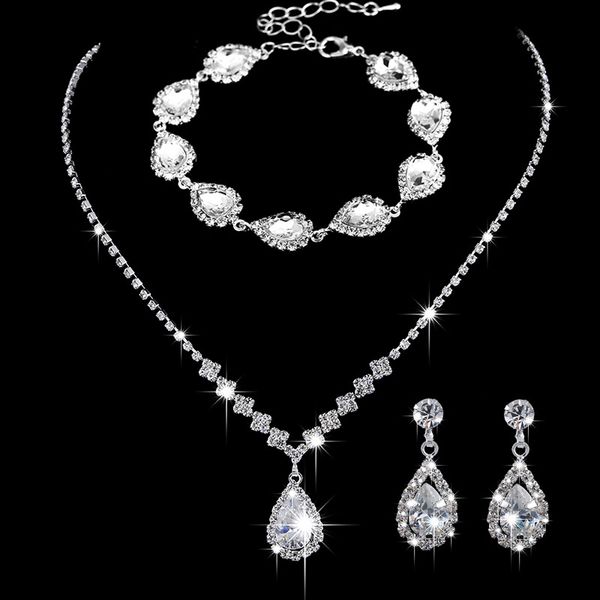 new style pendant earring bracelet suit inlaid zircon rhinestone crystal earring twinkle bridal neklace chain adjeustable length necklace no, Silver
new style pendant earring bracelet suit inlaid zircon rhinestone crystal earring twinkle bridal neklace chain adjeustable length necklace no, Silver
