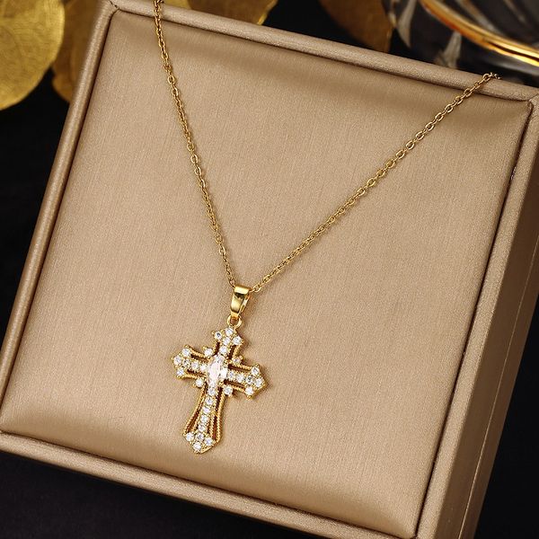 european and american jesus cross pendant necklace for women copper micro-inlaid portrait cross pendant jewelry birthday gift, Silver
european and american jesus cross pendant necklace for women copper micro-inlaid portrait cross pendant jewelry birthday gift, Silver