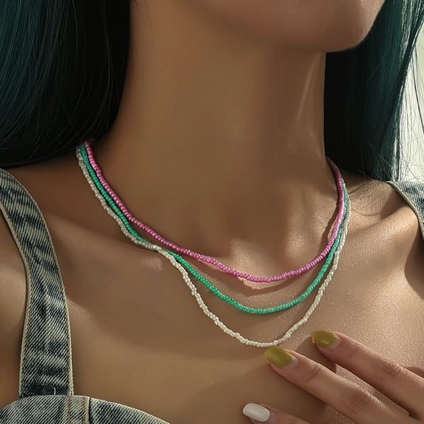 3pcs/set bohemian rice bead necklace pearl women's necklace charm jewelry handmade christmas gift girl, Silver
3pcs/set bohemian rice bead necklace pearl women's necklace charm jewelry handmade christmas gift girl, Silver