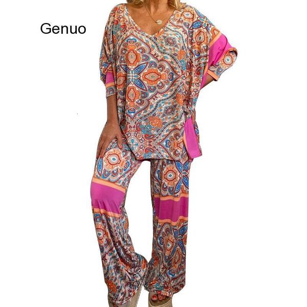 women's two piece pants ethnic boho floral print 2 pieces suits sets summer gypsy ladies and home female fashion 230322, White
women's two piece pants ethnic boho floral print 2 pieces suits sets summer gypsy ladies and home female fashion 230322, White