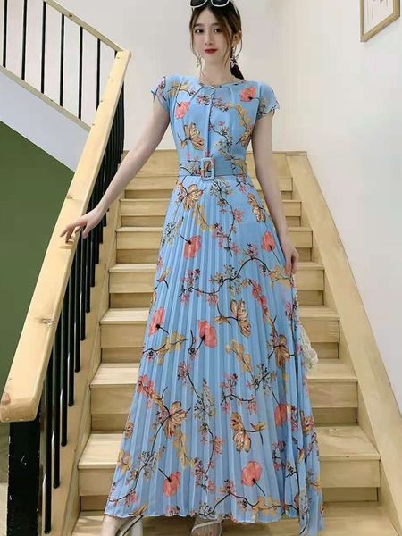 party dresses dresses for women flora print belt short sleeve summer dress o-neck slim long dress pleated floral holiday party robe vestidos, White;black
party dresses dresses for women flora print belt short sleeve summer dress o-neck slim long dress pleated floral holiday party robe vestidos, White;black