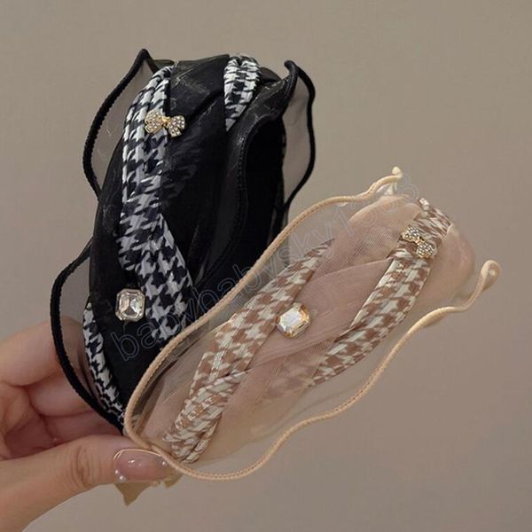 fashion women's hair accessories patchwork plaid hairband light mesh rhinestone turban headband, Slivery;white
fashion women's hair accessories patchwork plaid hairband light mesh rhinestone turban headband, Slivery;white