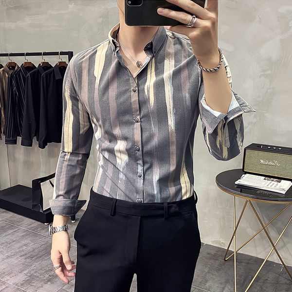 men's casual shirts camisas de hombre manga larga fashion gradient striped printed slim fit mens casual shirts korean style long sleeve, White;black
men's casual shirts camisas de hombre manga larga fashion gradient striped printed slim fit mens casual shirts korean style long sleeve, White;black