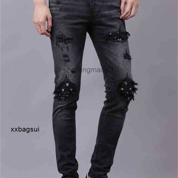 mens jeans designer high street fashion brand smoky gray perforated personality patch elastic slim legged pants 8320 hip hop, Blue
mens jeans designer high street fashion brand smoky gray perforated personality patch elastic slim legged pants 8320 hip hop, Blue