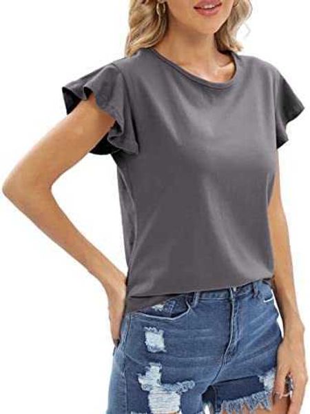 women's short sleeve crew neck t-shirts summer ruffled t-shirts casual loose cotton tees6tnt, White
women's short sleeve crew neck t-shirts summer ruffled t-shirts casual loose cotton tees6tnt, White