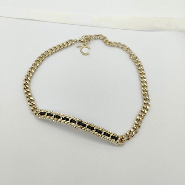 2023 luxury quality charm pendant necklace choker with black genuine leahter and sparkly diamond in 18k gold plated have box stamp ps7671a, Golden
2023 luxury quality charm pendant necklace choker with black genuine leahter and sparkly diamond in 18k gold plated have box stamp ps7671a, Golden