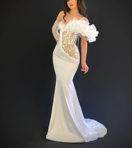 exquisite mermaid prom dresses one long sleeve v neck appliques sparkly diamond sequins floor length beaded lace evening dress bridal gowns, Black
exquisite mermaid prom dresses one long sleeve v neck appliques sparkly diamond sequins floor length beaded lace evening dress bridal gowns, Black