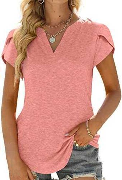 womens v-neck ruffle short sleeve t-shirts tunic summer business casual blouses for womenb84u, White 
womens v-neck ruffle short sleeve t-shirts tunic summer business casual blouses for womenb84u, White