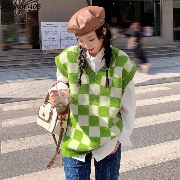 women's vests classic checkered sweater vest women plaid sleeveless knitted jumpers autumn gentlewomen tender stylish outerwear warm ba, Black;white
women's vests classic checkered sweater vest women plaid sleeveless knitted jumpers autumn gentlewomen tender stylish outerwear warm ba, Black;white
