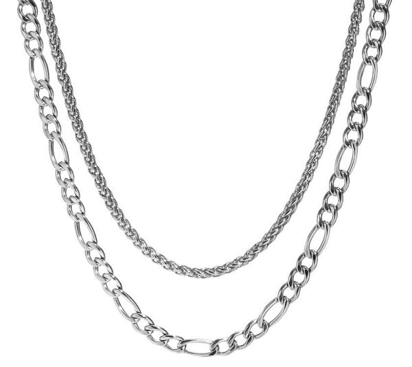 2pcs/set men's necklace stainless steel cuban chain rope figaro chain cut necklace punk hip hop jewelry gift for his boyfriends 24in wi, Silver
2pcs/set men's necklace stainless steel cuban chain rope figaro chain cut necklace punk hip hop jewelry gift for his boyfriends 24in wi, Silver