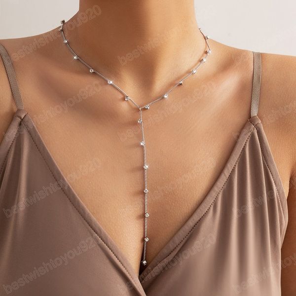 long tassels chains rhinestones necklace for women trendy charms shiny crystal choker necklaces fashion jewelry accessories, Silver
long tassels chains rhinestones necklace for women trendy charms shiny crystal choker necklaces fashion jewelry accessories, Silver