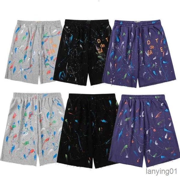

Men's Shorts American Fashion Brand Galleryes Depts Hand-painted Splash Printing Pure Cotton Terry Fog High Street 5-point Casualewgm, Add postage