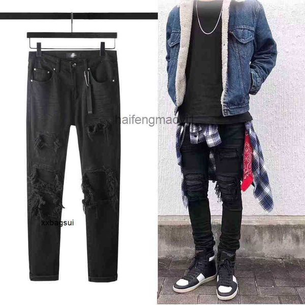 mens jeans gaojiechao brand men's black pleated hole beggar's pants patch stretch slim fitting jeans, Blue
mens jeans gaojiechao brand men's black pleated hole beggar's pants patch stretch slim fitting jeans, Blue
