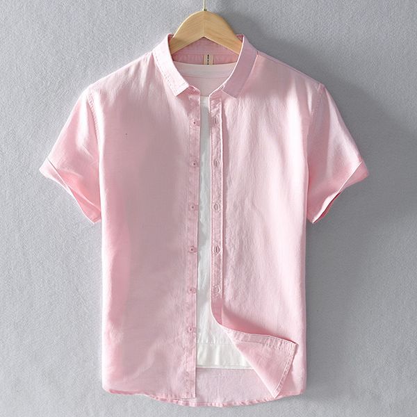 men's casual shirts summer cotton linen short sleeve shirts men casual fashion pink classic turn-down collar man plus size s-4xl y2469, White;black
men's casual shirts summer cotton linen short sleeve shirts men casual fashion pink classic turn-down collar man plus size s-4xl y2469, White;black
