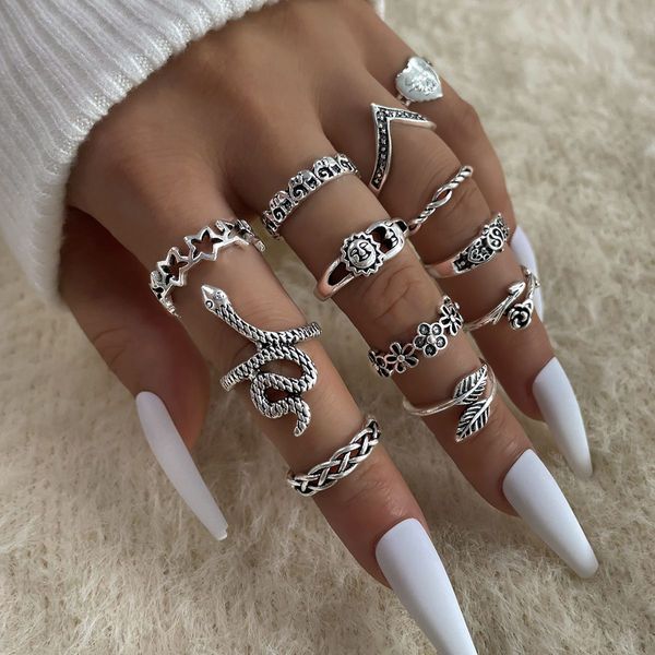 12pcs/set rings set selling metal hollow round women chain finger rings boho star moon ring fashion jewelry party gifts, Silver
12pcs/set rings set selling metal hollow round women chain finger rings boho star moon ring fashion jewelry party gifts, Silver