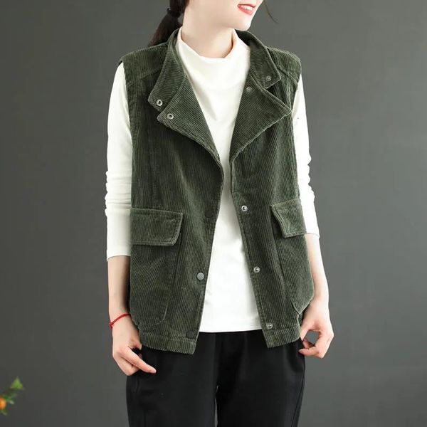women's vests women retro corduroy casual loose sleeveless pockets single breasted cardigan vest spring autumn solid waistcoat female c, Black;white
women's vests women retro corduroy casual loose sleeveless pockets single breasted cardigan vest spring autumn solid waistcoat female c, Black;white