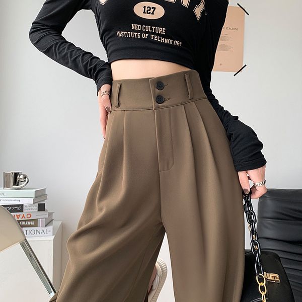 women's pants casual loose wide for women 2023 spring summer simple solid color 2button suit ladies high waist office trousers, Black;white
women's pants casual loose wide for women 2023 spring summer simple solid color 2button suit ladies high waist office trousers, Black;white