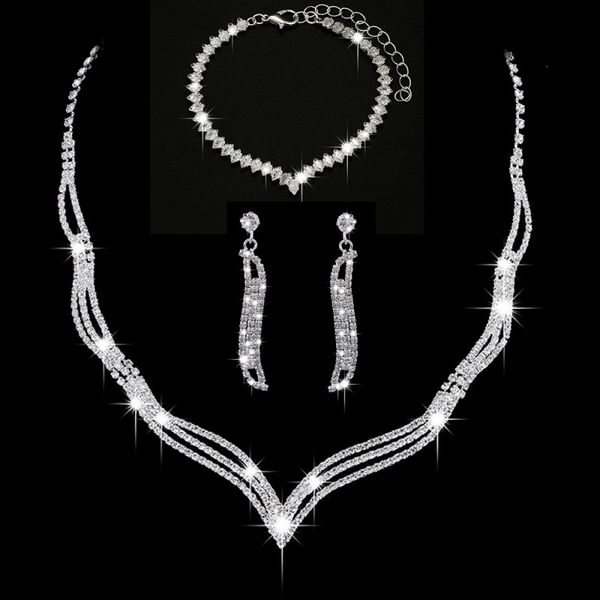 factory price necklace earring bracelet suit inlaid zircon rhinestone twinkle non fading bridal decorate adjeustable length necklace elegant, Silver
factory price necklace earring bracelet suit inlaid zircon rhinestone twinkle non fading bridal decorate adjeustable length necklace elegant, Silver