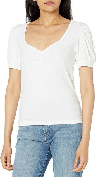 women's t-shirt white clothing short puff-sleeve sweetheart-neck rib knit classic style shirtkr3t
women's t-shirt white clothing short puff-sleeve sweetheart-neck rib knit classic style shirtkr3t