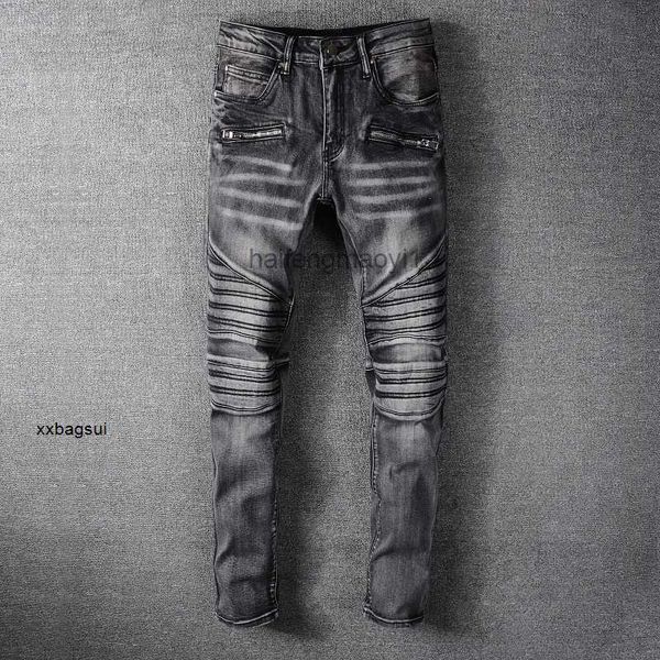 designer jeans european and american high street style locomotive washing water used three-dimensional black gray washing water slim, Blue
designer jeans european and american high street style locomotive washing water used three-dimensional black gray washing water slim, Blue