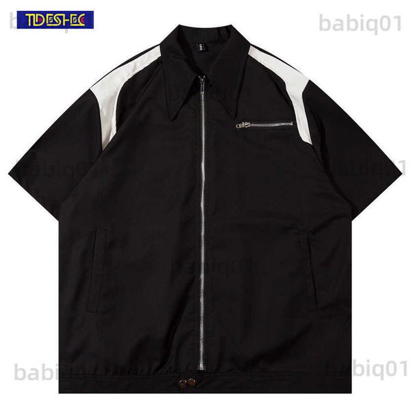 men's t-shirts american style hip hop oversized fashion summer casual splice coat streetwear loose zipper jacket short sleeve casual m, White;black
men's t-shirts american style hip hop oversized fashion summer casual splice coat streetwear loose zipper jacket short sleeve casual m, White;black