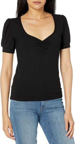 women's t-shirt white clothing short puff-sleeve sweetheart-neck rib knit classic style shirtnspo
women's t-shirt white clothing short puff-sleeve sweetheart-neck rib knit classic style shirtnspo