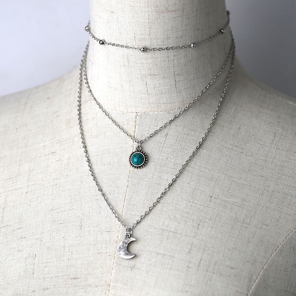 fashion necklace three layers of chain moon pendant necklace luxury beautiful necklace for women jewelry accessories wedding gift, Silver
fashion necklace three layers of chain moon pendant necklace luxury beautiful necklace for women jewelry accessories wedding gift, Silver