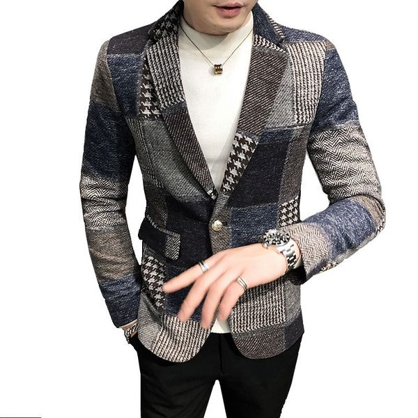 men's suits blazers men's suit jacket winter slim fashion plaid casual business casual british style dress wool warm blazers coat, White;black
men's suits blazers men's suit jacket winter slim fashion plaid casual business casual british style dress wool warm blazers coat, White;black