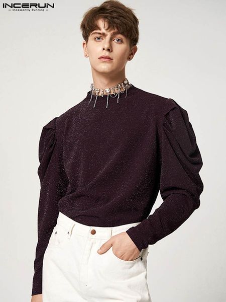 men s t shirts incerun 2023 t shirt shiny solid color o neck streetwear puff long sleeve tee party fashion casual camisetas s 5xl 230321, White;black
men s t shirts incerun 2023 t shirt shiny solid color o neck streetwear puff long sleeve tee party fashion casual camisetas s 5xl 230321, White;black