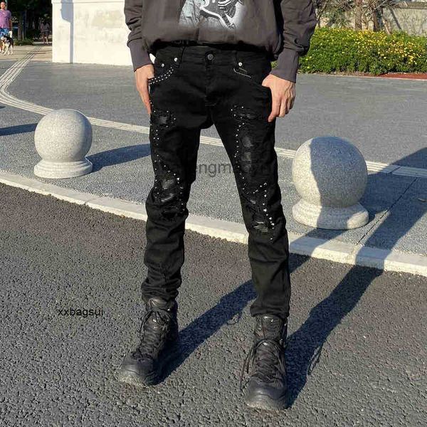 mens jeans autumn and winter tide brand fog high street button nail hole worn washing elastic locomotive grey slim jeans, Blue
mens jeans autumn and winter tide brand fog high street button nail hole worn washing elastic locomotive grey slim jeans, Blue