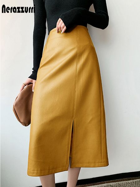 skirts nerazzurri midi skirts below knee yellow black soft leather skirt women zipper long straight skirts for women high waist 230322
skirts nerazzurri midi skirts below knee yellow black soft leather skirt women zipper long straight skirts for women high waist 230322