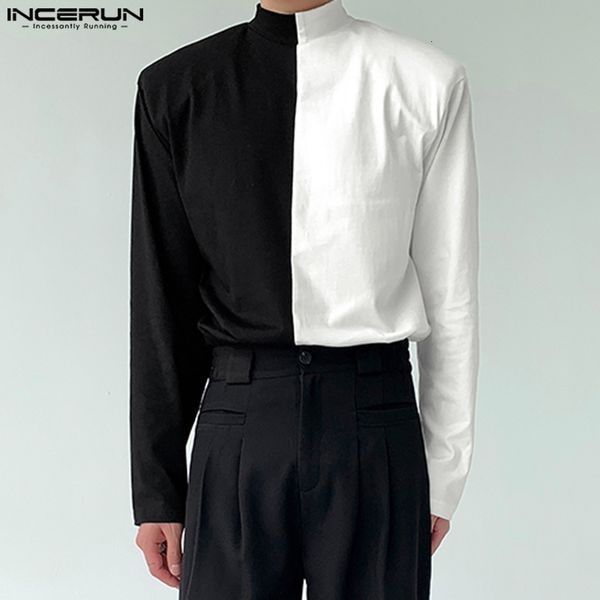 men s t shirts incerun casual t shirt patchwork turtleneck long sleeve streetwear stylish undershirt 2023 leisure camisetas s 5xl 230321, White;black
men s t shirts incerun casual t shirt patchwork turtleneck long sleeve streetwear stylish undershirt 2023 leisure camisetas s 5xl 230321, White;black