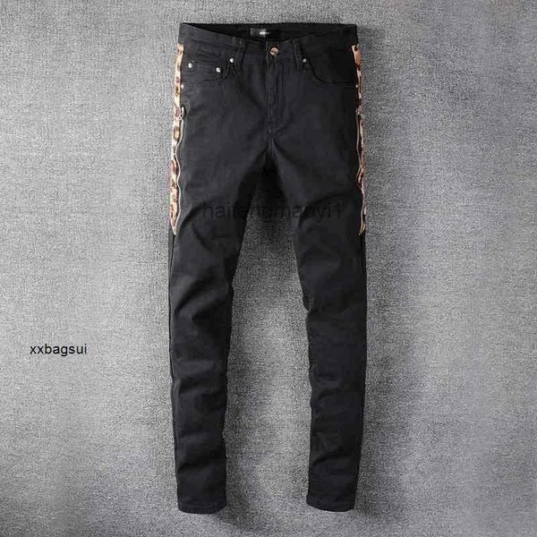 mens jeans designer high street fashion new black jeans young men's leopard border elastic tight skinny leggings 634 hip hop kes, Blue
mens jeans designer high street fashion new black jeans young men's leopard border elastic tight skinny leggings 634 hip hop kes, Blue