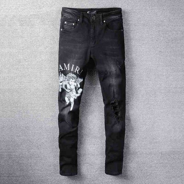 mens jeans designer high street fashion brand black knee hole angel print versatile slim little foot men's jeans 817 hip hop, Blue
mens jeans designer high street fashion brand black knee hole angel print versatile slim little foot men's jeans 817 hip hop, Blue
