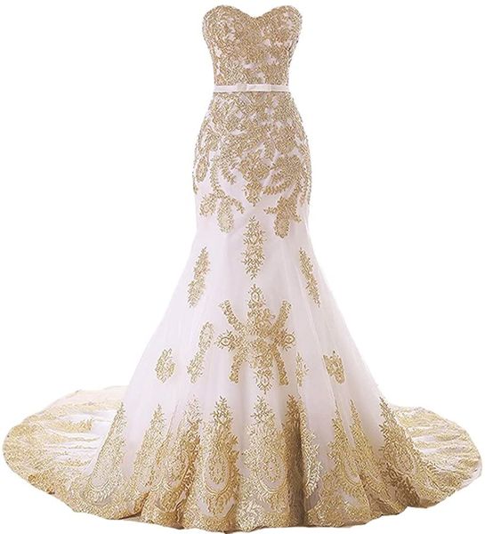 elegant ivory mermaid evening dresses with golden lace applique sleeveless sweetheart neckline formal party gowns long prom dress for women, Black;red
elegant ivory mermaid evening dresses with golden lace applique sleeveless sweetheart neckline formal party gowns long prom dress for women, Black;red