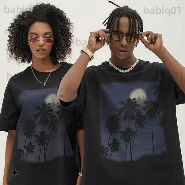 men's t-shirts cotton summer dark night white ink printing trend casual t shirt for men tees t230321, White;black
men's t-shirts cotton summer dark night white ink printing trend casual t shirt for men tees t230321, White;black