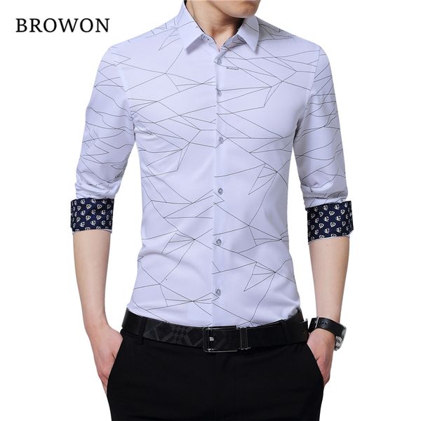 men's casual shirts browon luxury brand mens dress shirts men shirt long sleeve geometric print social shirt handsome fashion blouse fo, White;black
men's casual shirts browon luxury brand mens dress shirts men shirt long sleeve geometric print social shirt handsome fashion blouse fo, White;black