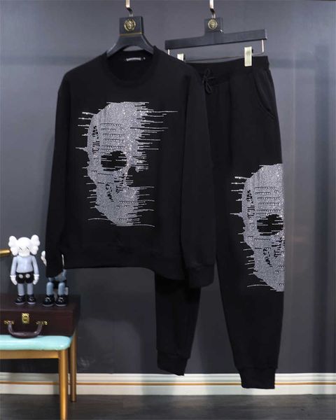 men's hoodies s-9xl fatty plus fat plus fashion brand diamond pp skull bone round neck sweater plus fleece plus thickened set, Black
men's hoodies s-9xl fatty plus fat plus fashion brand diamond pp skull bone round neck sweater plus fleece plus thickened set, Black