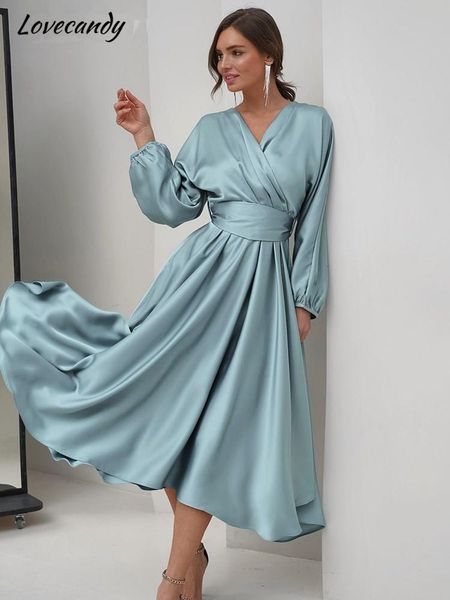 party dresses elegant satin v-neck dresses for women long sleeve waist lace up a-line robes female silky spring pleated romantic party dress, White;black
party dresses elegant satin v-neck dresses for women long sleeve waist lace up a-line robes female silky spring pleated romantic party dress, White;black
