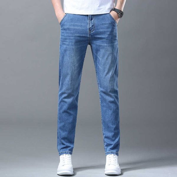 end high men's jeans thin youth online live broadcast elastic slim fit small straight length pants men, Blue
end high men's jeans thin youth online live broadcast elastic slim fit small straight length pants men, Blue