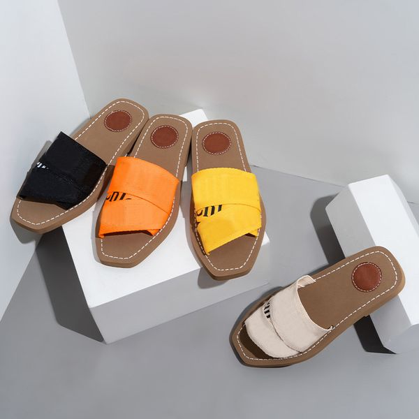 

chioe cloe slippers white black yellow orange woody flat mules slipper letter embroidered embossed beach outdoor slide sandals women luxury