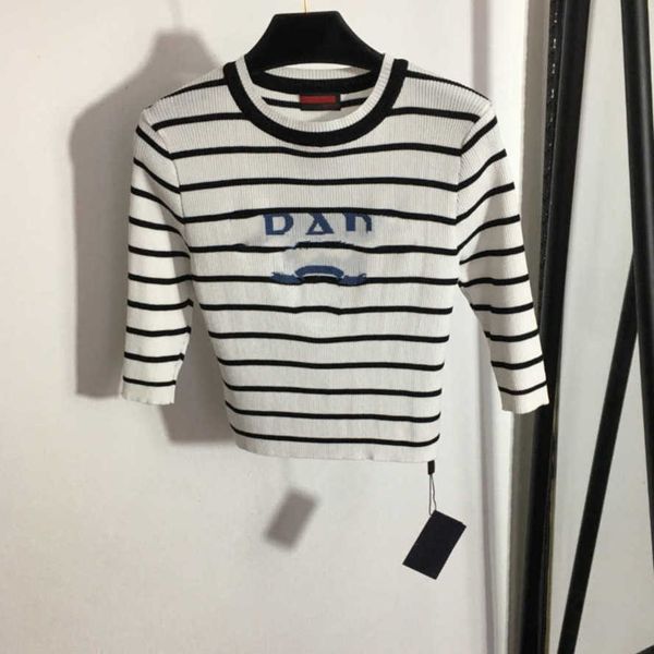 23ss women brand designer knit short sleeve chest logo letter striped knitted shirt short sleeve t-shirt womens clothes a1, White
23ss women brand designer knit short sleeve chest logo letter striped knitted shirt short sleeve t-shirt womens clothes a1, White