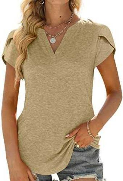 womens v-neck ruffle short sleeve t-shirts tunic summer business casual blouses for womenznlw, White
womens v-neck ruffle short sleeve t-shirts tunic summer business casual blouses for womenznlw, White