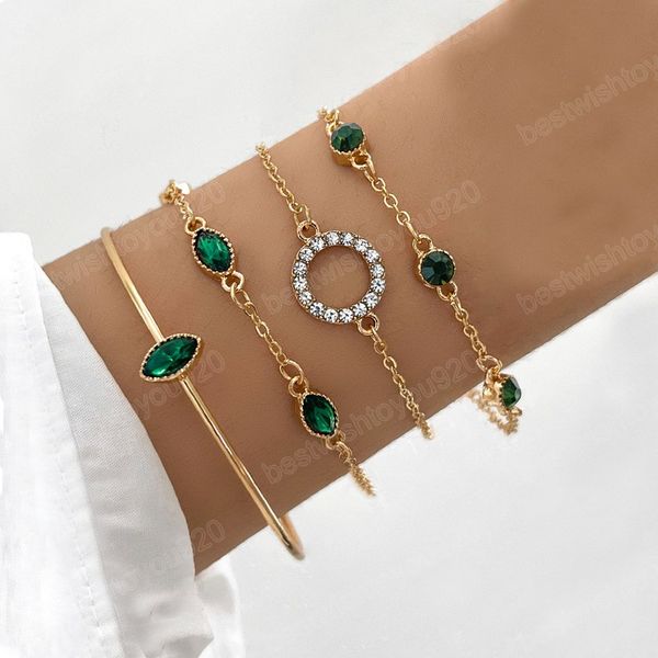 vintage bohemian gold color chain bracelet sets green rhinestone circel charm bracelet for women fashion jewelry, Golden;silver
vintage bohemian gold color chain bracelet sets green rhinestone circel charm bracelet for women fashion jewelry, Golden;silver